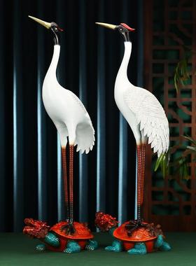 彩铜龟鹤延年摆件仙鹤一对家居装饰品家居客厅电视柜祝寿乔迁礼品