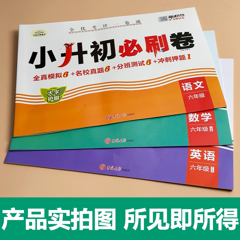 2024小升初真题卷必刷卷语文数学英语人教版通用版试卷小学毕业升学分班总复习资料六年级下册测试卷全套练习册名校模拟期末卷子