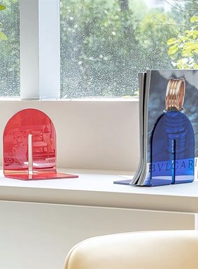 亚克力书立加厚透明L型书挡板学生桌面家用简约书靠图书馆书架用