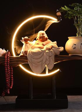 新中式弥勒佛摆件大肚佛像开 心笑佛招财家居客厅门店摆设装饰陶