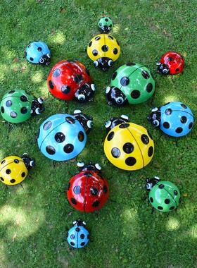 别墅庭院花园装饰户外铁艺甲虫摆件树上七星瓢虫挂件园林景观造景