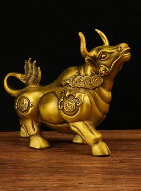 铜牛摆件抬头财富铜牛桌面摆件铜器工艺品十二生肖牛