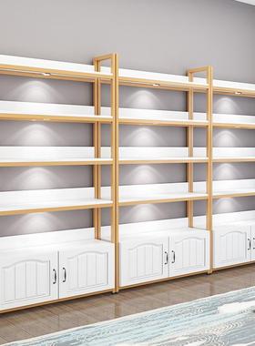 货架简易北欧落地多层隔板置物架钢木书架储物展柜铁艺展示收纳架