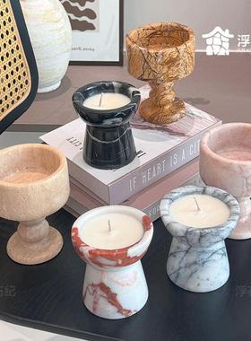 高级大理石香薰烛台欧式覆古法式浪漫氛围感家居样板间装饰品摆件