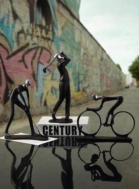 北欧简约歌手黑色人物套装家居客厅入口电视柜酒柜装饰摆件组合