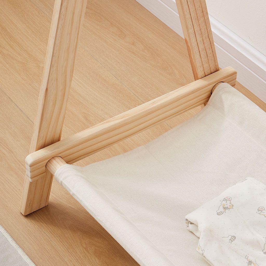 儿童实木挂衣架落地宝宝卧室床边晾衣服简约风收纳家用立式挂衣架 - 图2