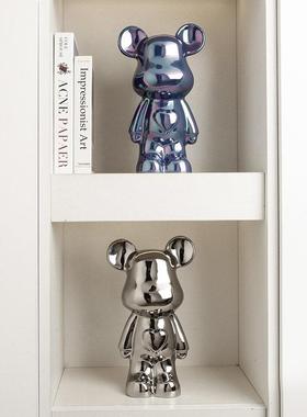 贝汉美轻奢暴力熊摆件客厅电视柜酒柜卡通爱心熊公仔软装饰品摆设