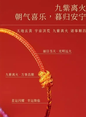 普陀山2025蛇年红绳手链女九紫离火编织绳护身符本命年太岁手绳男