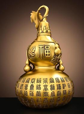 开口铜葫芦摆件开盖百福葫芦黄铜大号空心葫芦挂件客厅卧室装饰品