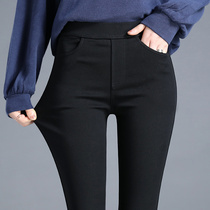 Underpants winter plus suede 2023 new female autumn and winter outside wearing tight elastic pencil black pants black small feet pants