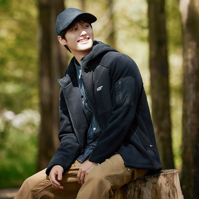 秋冬上新！拓家男装秋冬连帽开衫加绒加厚户外百搭保暖摇粒绒外套,淘宝优惠券,粉丝福利购,淘宝优惠卷