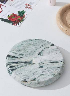 创意设计师款云中翡翠饰品托盘道具盘甜甜圈款洞石托盘直播展示盘