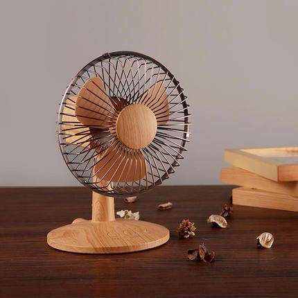 日韩款家用办公usb风扇摇头复古木式干电池两用调级迷你风扇,淘宝优惠券,粉丝福利购,淘宝优惠卷