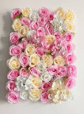 展厅长排花墙高层次感婚礼布置背景花墙仿真玫瑰花墙仿真玫瑰花墙