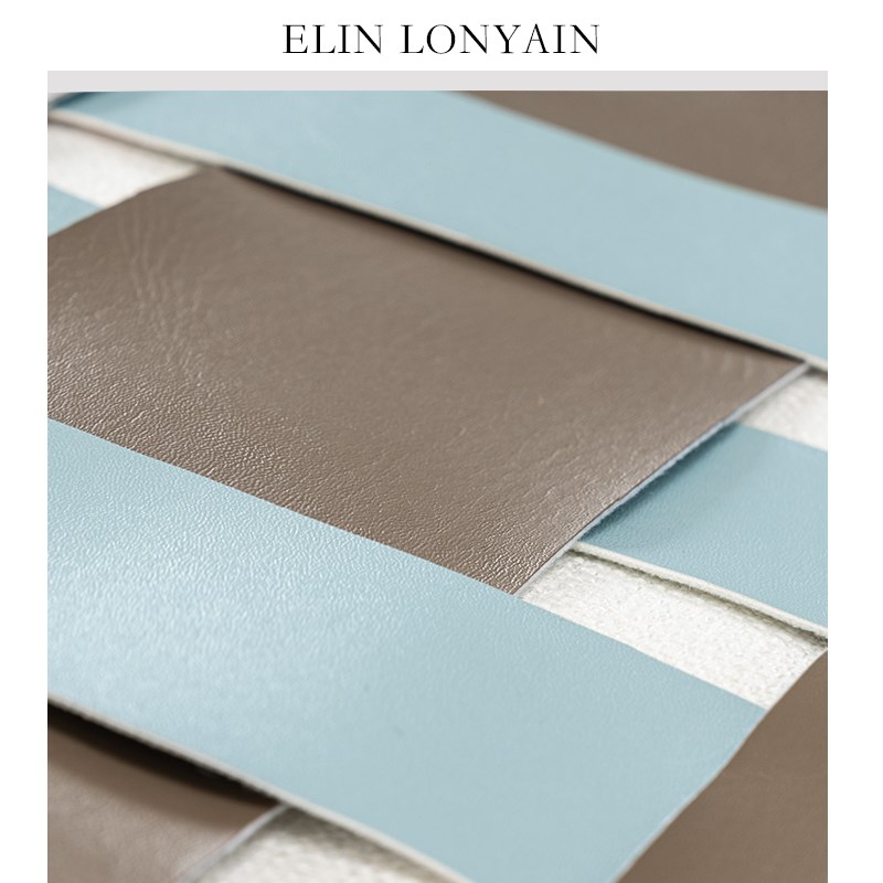 速发EL简 LOI约轻编蓝咖撞色皮质奢织靠垫抱枕样板房方枕 - 图1