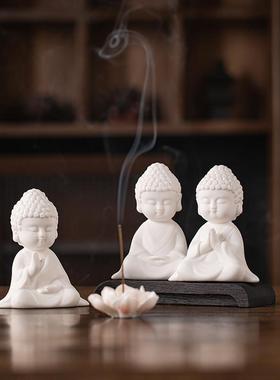 禅意白瓷如来线香炉香插摆件中式佛像茶宠家居客厅茶桌茶空间装饰
