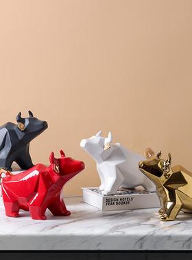 新中式轻奢动物牛造型陶瓷工艺品摆件家居样板房酒店会所软装饰品