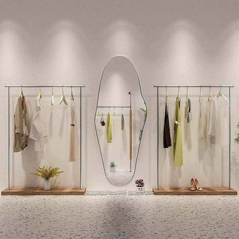 服装店展示架落地式女装实体店不锈钢单杠货架带板中岛陈列挂衣架,淘宝优惠券,粉丝福利购,淘宝优惠卷