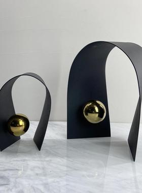 简约现代黑色金球铁艺金摆CJM拱门创意艺术摆件样属房桌面板装饰