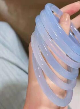 克莱因蓝手镯冰川蓝玻璃仿玉叮当镯细条仙气禁步环汉服配件女闺密