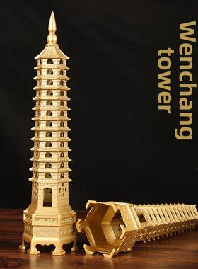 沙金色铜文昌塔摆件 红色铜文昌塔摆件九层十三层铜文昌塔摆件