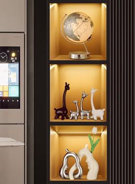 一家四口小鹿小众轻奢现代高档客厅玄关电视柜酒柜软装装饰品摆件