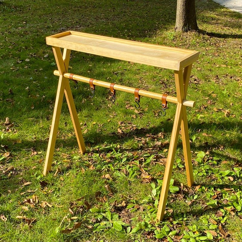 户外多功能露营实木折叠置物架旅游野营烧烤三角架子挂架阳台花架,淘宝优惠券,粉丝福利购,淘宝优惠卷