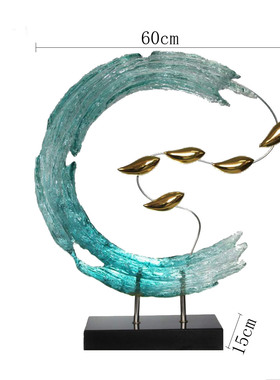 现代酒店透明树脂雕塑客厅创意摆件家居饰品海浪别墅入户玄关装饰