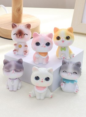 可爱乖萌布偶蓝白猫摇头猫咪小摆件桌面车载汽车内装饰品女生礼物