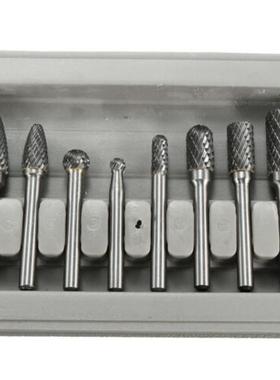 8件套钨钢磨头硬质合金旋转锉双槽金属电磨木雕配件毛刺打磨头