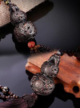 汽车葫芦挂件2024新款饰品摆件车内吊饰男士车载桃木挂饰高档创意