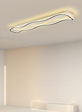 走廊过道灯长条衣帽间灯现代简约北欧阳台灯入户玄关波浪吸顶灯