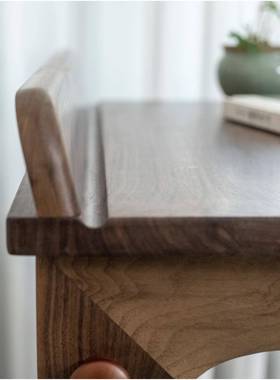 北美黑胡桃木小书桌简约阅读桌学习桌儿童写字桌电脑桌边几桌课桌