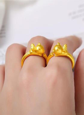 生肖小金猪戒指女款2023年新款好寓意可爱飞天猪开口戒素圈送礼