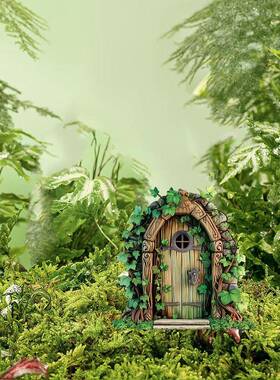 亚马逊爆款绿色门户小屋花盆植物庭院草坪亚克力装饰地插道具饰品
