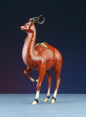 黄铜梅花鹿摆件办公室客厅家居工艺礼品