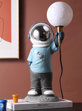卧室台灯夜灯拍拍灯有线创意太空人月球灯潮款泡泡男孩儿童房摆件