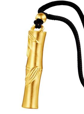 黄金色项链时尚经典古法竹叶竹节链牌小众时尚首饰艺术节节高饰品