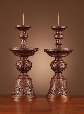 紫铜五供摆件家居装饰品香案家用香炉烛台花瓶套装