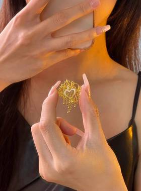 复古宫廷风竖琴吊坠项链女小众设计超精致温柔气质百搭女神单吊坠