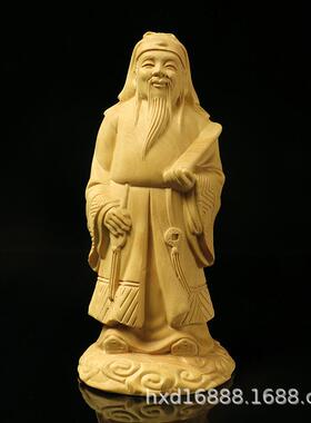 厂家黄杨木雕福禄寿财神家居功名利禄木质家居饰品收藏品摆件