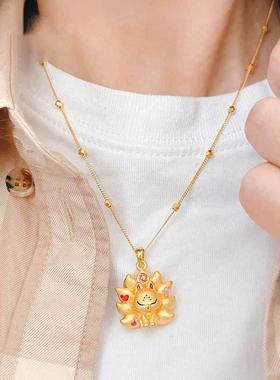 黄金色超可爱卡通九尾狐吊坠项链时尚气质百搭高级感潮流百搭项链