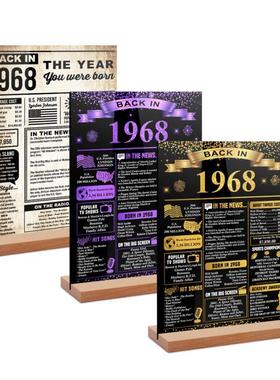 跨境桌面立体亚克力1958-1978男女生日海报摆台45-65岁纪念派对
