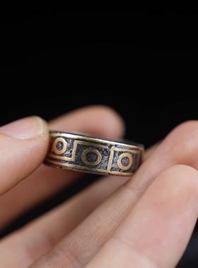 藏式天铁托甲手工镶嵌黄铜九眼天珠戒指古朴经典男女项链吊坠挂件