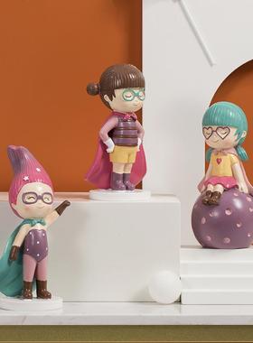 可爱女孩创意摆件梦幻音乐主题卡通少女心礼物儿童房电视柜桌