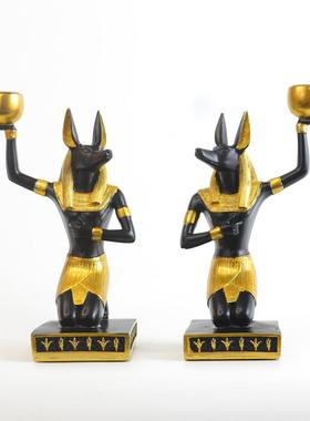 古埃及阿努比斯神树脂工艺品狮身人面像摆件狗烛台气氛装饰品