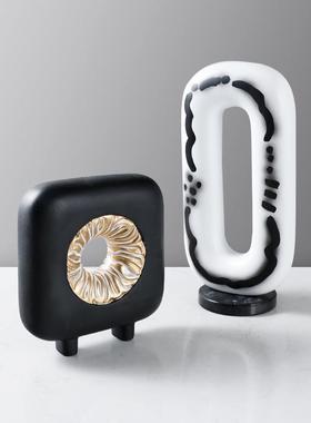 简约现代环形创意摆件雕塑装饰品样板房办公室电视柜书房家居摆设