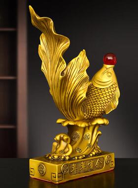 黄铜金鱼摆件鲤鱼年年有余跃鱼浪花游鱼家居装饰铜鱼戏珠如鱼得水