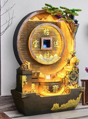 公司日进斗金景观流水墙聚宝盆玄关金蟾吐水幕墙店铺开业高档摆件