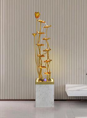 斯堪的纳维亚现代无障碍豪华角落循环水景观喷泉旁边的电视柜落地